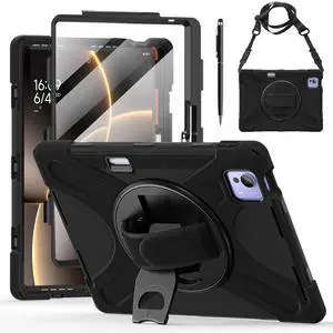WERLEO Case for Xiaomi Pad 7 Ultra 14 inch 2025 Shockproof Cover with Screen Protector Pencil Holder Rotatable Stand Shoulder Strap Stylus Pen