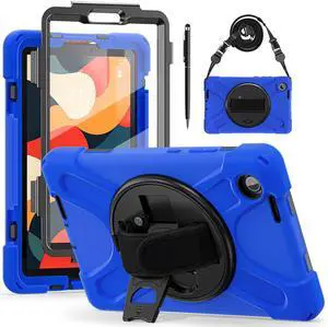 WERLEO Case for Lenovo Tab One 8.7 inch 2025 / Tab K9 8.7" 2025 TB305XU TB305FU Shockproof Cover with Screen Protector + Rotating Hand Strap & Stand + Shoulder Strap + Universal Stylus Pen Blue