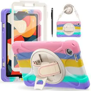 WERLEO Case for Lenovo Tab One 8.7 inch 2025 / Tab K9 8.7" 2025 TB305XU TB305FU Shockproof Cover with Screen Protector + Rotating Hand Strap & Stand + Shoulder Strap + Universal Stylus Pen Pink