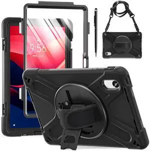 WERLEO Case for Lenovo Tab M11 / K11 LTE 11 inch 2024 TB330FU TB330XU TB-331FC Shockproof Cover with Screen Protector + Rotating Hand Strap & Stand + Shoulder Strap + Universal Stylus Pen