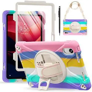 WERLEO Case for Lenovo Tab M11 / K11 LTE 11 inch 2024 TB330FU TB330XU TB-331FC Shockproof Cover with Screen Protector + Rotating Hand Strap & Stand + Shoulder Strap + Universal Stylus Pen Pink