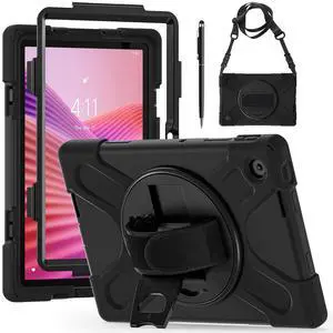 WERLEO Case for Lenovo Tab 10.1 inch 2025 Model TB311FU TB311XU with Pencil Holder | Shockproof Cover with Kickstand Hand Strap Shoulder Strap Universal Stylus Pen