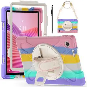 WERLEO Case for Lenovo Tab 10.1 inch 2025 Model TB311FU TB311XU with Pencil Holder | Shockproof Cover with Kickstand Hand Strap Shoulder Strap Universal Stylus Pen Pink