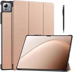 WERLEO Case for Xiaomi Pad 7 Ultra 14 inch 2025, Slim Smart Cover Lightweight Hard Shell Protective Cover with Multi-Angle Stand, Universal Stylus Pen Rose Gold