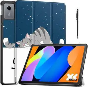 WERLEO Case for Lenovo Tab Idea 11 inch 2025 / Xiaoxin Pad 11 2025 Slim Smart Cover Lightweight Hard Shell Protective Cover with Multi-Angle Stand, Universal Stylus Pen Lazy Cat