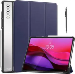 WERLEO Case for Lenovo Yoga Tab Plus 12.7 inch 2025 TB520FU, Slim Smart Cover Lightweight Hard Shell Protective Cover with Multi-Angle Stand, Universal Stylus Pen Blue