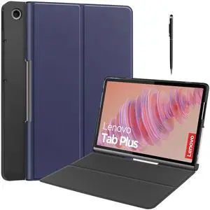 WERLEO Case for Lenovo Tab Plus 11.5 inch 2024 TB351FU, Slim Smart Cover Lightweight Hard Shell Protective Cover with Multi-Angle Stand, Universal Stylus Pen Blue