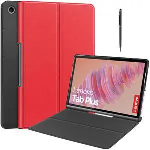 WERLEO Case for Lenovo Tab Plus 11.5 inch 2024 TB351FU, Slim Smart Cover Lightweight Hard Shell Protective Cover with Multi-Angle Stand, Universal Stylus Pen Red