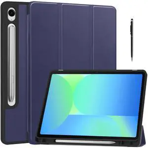WERLEO Case for Samsung Galaxy Tab S10 Lite / S10 FE / S9 FE 10.9 Inch, Slim Smart Cover Lightweight Hard Shell Protective Cover with Multi-Angle Stand, Universal Stylus Pen Blue