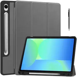 WERLEO Case for Samsung Galaxy Tab S10 Lite / S10 FE / S9 FE 10.9 Inch, Slim Smart Cover Lightweight Hard Shell Protective Cover with Multi-Angle Stand, Universal Stylus Pen Grey