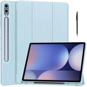 WERLEO Case for Samsung Galaxy Tab S10 Plus 2024 / S9 Plus / S9 FE Plus 12.4 inch 2023, Slim Smart Stand Cover Protective Cover with Pencil Holder, Stand, Universal Stylus Pen Blue