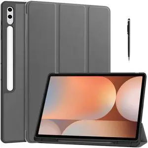 WERLEO Case for Samsung Galaxy Tab S10 Ultra 2024/ S9 Ultra 2023/ S8 Ultra 2022 14.6 Inch, Slim Smart Stand Cover Protective Cover with Pencil Holder, Stand, Universal Stylus Pen Grey