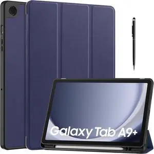 WERLEO Case for Samsung Galaxy Tab A9 Plus 11 Inch 2023 SM-X210/X215/X216/X218, Slim Smart Stand Cover Protective Cover with Pencil Holder, Stand, Universal Stylus Pen Blue