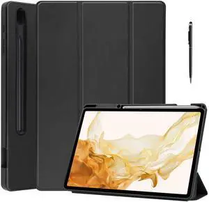 WERLEO Case for Samsung Galaxy Tab S8 Plus 2022 / S7 FE 2021 / S7 Plus 2020 12.4 inch, Slim Smart Stand Cover Protective Cover with Pencil Holder, Stand, Universal Stylus Pen