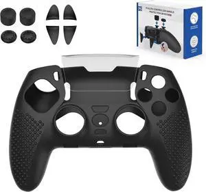WERLEO For PS5 Controller Cover - Protective Case for PlayStation 5 with 4PCS Thumb Grip Caps & L2 R2 Trigger Extender