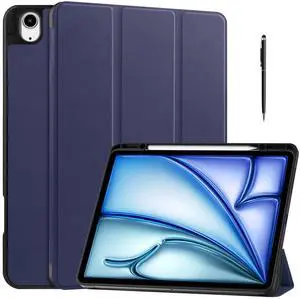 WERLEO Case for iPad Air 13 Inch M3 2025 / M2 2024, Slim Smart Stand Cover Protective Cover with Pencil Holder, Stand, Universal Stylus Pen,Support Pencil Charging + Auto Wake/Sleep Blue