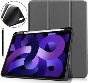 WERLEO Case for iPad Air 11 inch M3 2025) / M2 2024, iPad Air 5th Generation 2022 / 4th Generation 2020 10.9 inch, Slim Smart Stand Cover with Pencil Holder, Universal Stylus Pen Grey