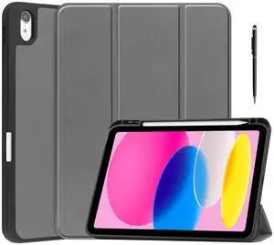 WERLEO Case for iPad A16 11th Generation 11 inch 2025 / iPad 10th Generation 10.9 inch 2022, Slim Smart Stand Cover with Pencil Holder, Universal Stylus Pen Grey