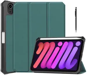 WERLEO Case for iPad Mini 7 2024 (A17 Pro) / iPad Mini 6 2021, iPad Mini 7th/6th Generation Case 8.3 inch, Slim Smart Stand Cover with Pencil Holder, Universal Stylus Pen,Support Pencil Charging Green