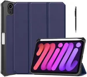 WERLEO Case for iPad Mini 7 2024 (A17 Pro) / iPad Mini 6 2021, iPad Mini 7th/6th Generation Case 8.3 inch, Slim Smart Stand Cover with Pencil Holder, Universal Stylus Pen,Support Pencil Charging Blue