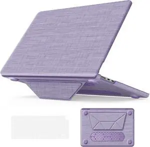 WERLEO Compatible for MacBook Pro 14 inch Case 2025-2021 M4 M3 M2 M1 Pro/Max A3401 A3185 A3112 A2992 A2918 A2779 A2442 Knit Fabric Hard Shell Case with Foldable Kickstand, Keyboard Cover Purple