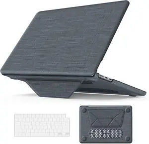 WERLEO for MacBook Air 13 inch Case 2025 2024-2022 M4 M3 M2 A3240 A3113 A2681, Woven Fabric Textured Hard Shell Cover with Foldable Kickstand & Keyboard Cover for MacBook Air 13.6 inch Case