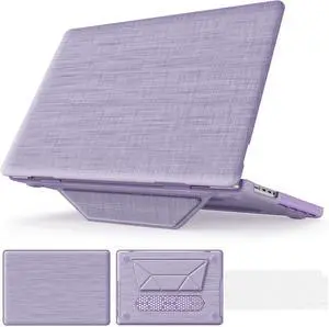 WERLEO Case for MacBook Pro 16 inch 2025 2024 2023 2022 2021 M4 M3 M2 M1 A3186 A3403 A2991 A2780 A2485 Fabric Textured Hard Shell Case with Foldable Kickstand & Keyboard Cover Purple