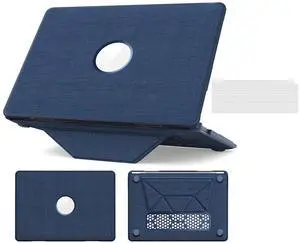 WERLEO for MacBook Air 13 inch Case 2022 2021 2020 2019 2018 A2337 M1 A2179 A1932 Fabric Textured Hard Shell Protective Cover with Foldable Kickstand & Keyboard Cover & Logo Cutout Design Blue