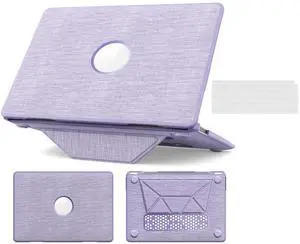 WERLEO for MacBook Air 13 inch Case 2022 2021 2020 2019 2018 A2337 M1 A2179 A1932 Fabric Textured Hard Shell Protective Cover with Foldable Kickstand & Keyboard Cover & Logo Cutout Design Purple