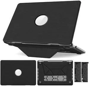 WERLEO Case for MacBook Pro 13 inch M2 2024 2023 2022-2016 M1 A2338 A2289 A2251 A2159 A1989 A1706 A1708 Fabric Textured Hard Shell Case with Foldable Kickstand & Keyboard Covers & Logo Cutout Design