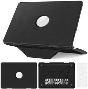 WERLEO for MacBook Air 13.6 inch Case 2025 2024 2023 2022 M4 A3240 M3 A3113 M2 A2681, Woven Fabric Textured Hard Shell Cover with Foldable Kickstand & Keyboard Cover & Logo Cutout Design