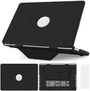 WERLEO for MacBook Pro 14 inch Case 2025-2021 M4 M3 M2 M1 Pro/Max A3401 A3185 A3112 A2992 A2918 A2779 A2442, Fabric Textured Hard Shell Cover with Foldable Kickstand & Keyboard Cover & Logo Cutout