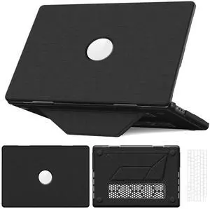 WERLEO Case for MacBook Pro 16 inch 2025 2024 2023 2022 2021 M4 M3 M2 M1 A3186 A3403 A2991 A2780 A2485, Fabric Textured Hard Shell Cover with Foldable Kickstand & Keyboard Cover & Logo Cutout