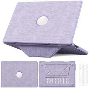 WERLEO Case for MacBook Pro 16 inch 2025 2024 2023 2022 2021 M4 M3 M2 M1 A3186 A3403 A2991 A2780 A2485, Fabric Textured Hard Shell Cover with Foldable Kickstand & Keyboard Cover & Logo Cutout Purple
