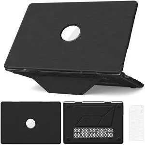 WERLEO for MacBook Air 15 inch Case M4 2025 2024 2023 M3 M2 A3241 A3114 A2941, Fabric Textured Hard Shell Cover with Foldable Kickstand & Keyboard Cover & Logo Cutout