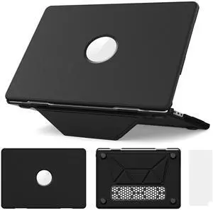 WERLEO Case for MacBook Air 13 inch 2025 2024 2023 2022 M4 A3240 M3 A3113 M2 A2681 PU Leather Hard Shell Case with Foldable Kickstand & Keyboard Covers & Logo Cutout