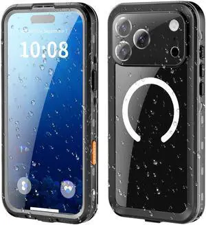 WERLEO for iPhone 17 Pro Max Waterproof Case Compatible with MagSafe, Magnetic Waterproof Full Body IP68 Underwater Case Built-in Screen Protector Military Grade Shockproof Cover with Lanyard