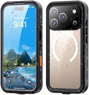 WERLEO for iPhone 17 Pro Waterproof Case Compatible with MagSafe, Magnetic Waterproof Full Body IP68 Underwater Case Built-in Screen Protector Military Grade Shockproof Cover with Lanyard