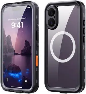 WERLEO for iPhone 17 Waterproof Case Compatible with MagSafe, Magnetic Waterproof Full Body IP68 Underwater Case Built-in Screen Protector Military Grade Shockproof Cover with Lanyard