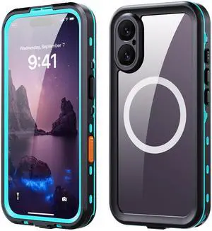 WERLEO for iPhone 17 Waterproof Case Compatible with MagSafe, Magnetic Waterproof Full Body IP68 Underwater Case Built-in Screen Protector Military Grade Shockproof Cover with Lanyard Blue