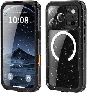 WERLEO for iPhone 17 Pro Waterproof Case Compatible with MagSafe, Magnetic Waterproof Full Body IP68 Underwater Case Built-in Screen Protector Military Grade Shockproof Phone Cover with Lanyard