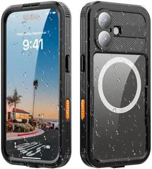 WERLEO for iPhone 17 Waterproof Case Compatible with MagSafe, Magnetic Waterproof Full Body IP68 Underwater Case Built-in Screen Protector Military Grade Shockproof Phone Cover with Lanyard