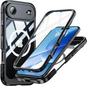 WERLEO Magnetic Case for iPhone 17 Air with Built-in Screen Protector, Shockproof Phone Cover with Camera Protector, Compatible with MagSafe, Full Body Phone Case