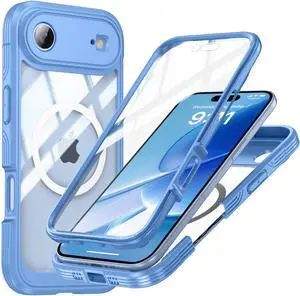 WERLEO Magnetic Case for iPhone Air with Built-in Screen Protector, Shockproof Phone Cover with Camera Protector, Compatible with MagSafe, Full Body Phone Case  Blue