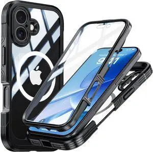 WERLEO Magnetic Case for iPhone 17 with Built-in Screen Protector, Shockproof Phone Cover with Camera Protector, Compatible with MagSafe, Full Body Phone Case