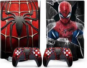 WERLEO For PS5 Skin - Disc Edition Game Console and Controller Accessories Cover Skins PS5 Controller Skin Gift PS5 Skins for Console Full Set Red Spider