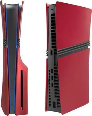 WERLEO FacePlates for PS5 Pro Disc Edition Cover Plate for PS5 Pro Premium ABS Replacement Plates Anti-Scratch Dustproof Protective Shell Case for PlayStation 5 Pro Disc Version Red