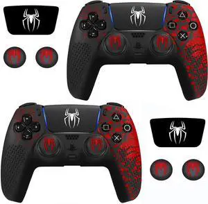 WERLEO Anti-Slip Controller Skin for PS5 Controller, Accessories, Silicone Cover Case with Thumb Grip Gaps and Touch Pad Sticker 2 Pack