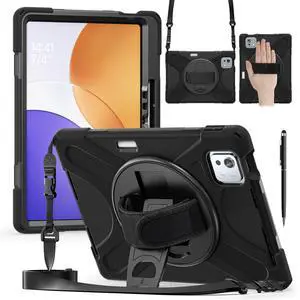 WERLEO Case for Xiaomi Pad 7S Pro 12.5" 2025 / Xiaomi Pad 6S Pro 12.4" 2024 with Pencil Holder & Stand and Portable ShockProof Cover with Rotatable Handle Shoulder Strap Stylus Pen