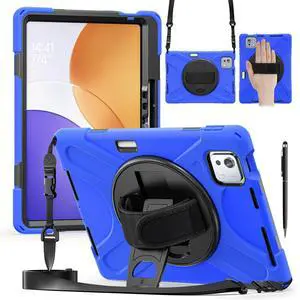 WERLEO Case for Xiaomi Pad 7S Pro 12.5" 2025 / Xiaomi Pad 6S Pro 12.4" 2024 with Pencil Holder & Stand and Portable ShockProof Cover with Rotatable Handle Shoulder Strap Stylus Pen Blue
